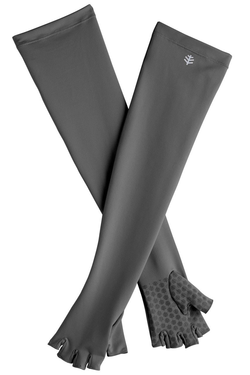 coolibar Unisex Perpetua UV Long Fingerless Sun Gloves | Charcoal