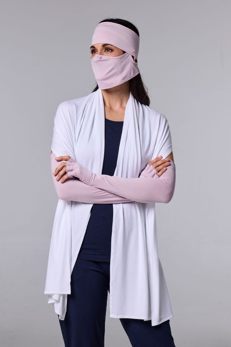 Coolibar Unisex Perpetua UV Long Fingerless Sun Gloves | Dusty Mauve