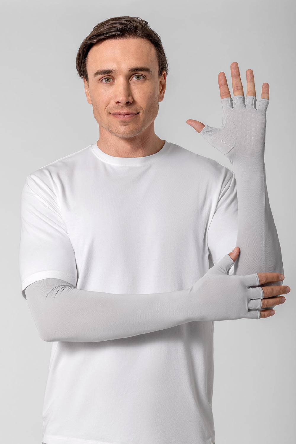 Coolibar Unisex Perpetua UV Long Fingerless Sun Gloves | Sleek Grey