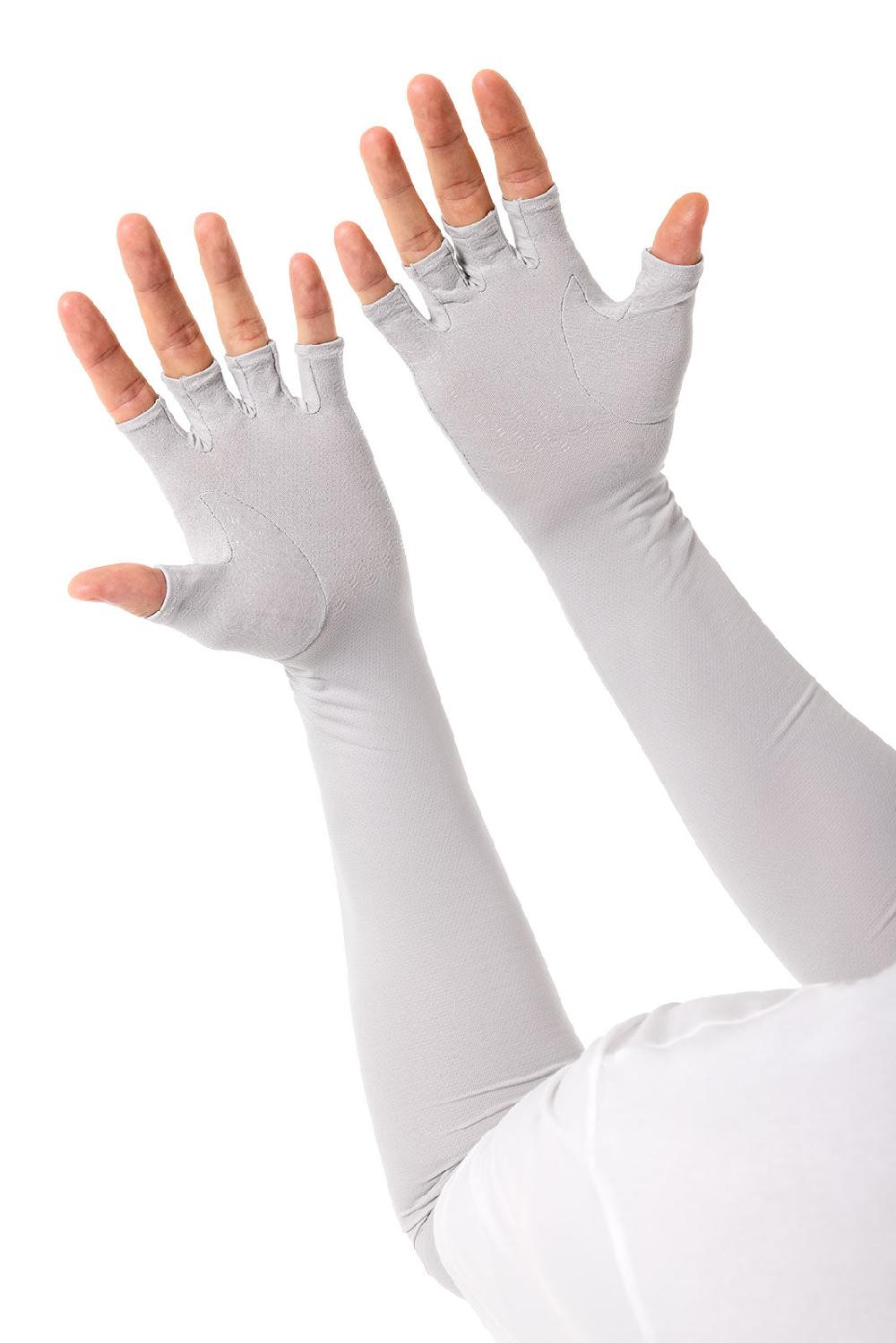 Coolibar Unisex Perpetua UV Long Fingerless Sun Gloves | Sleek Grey