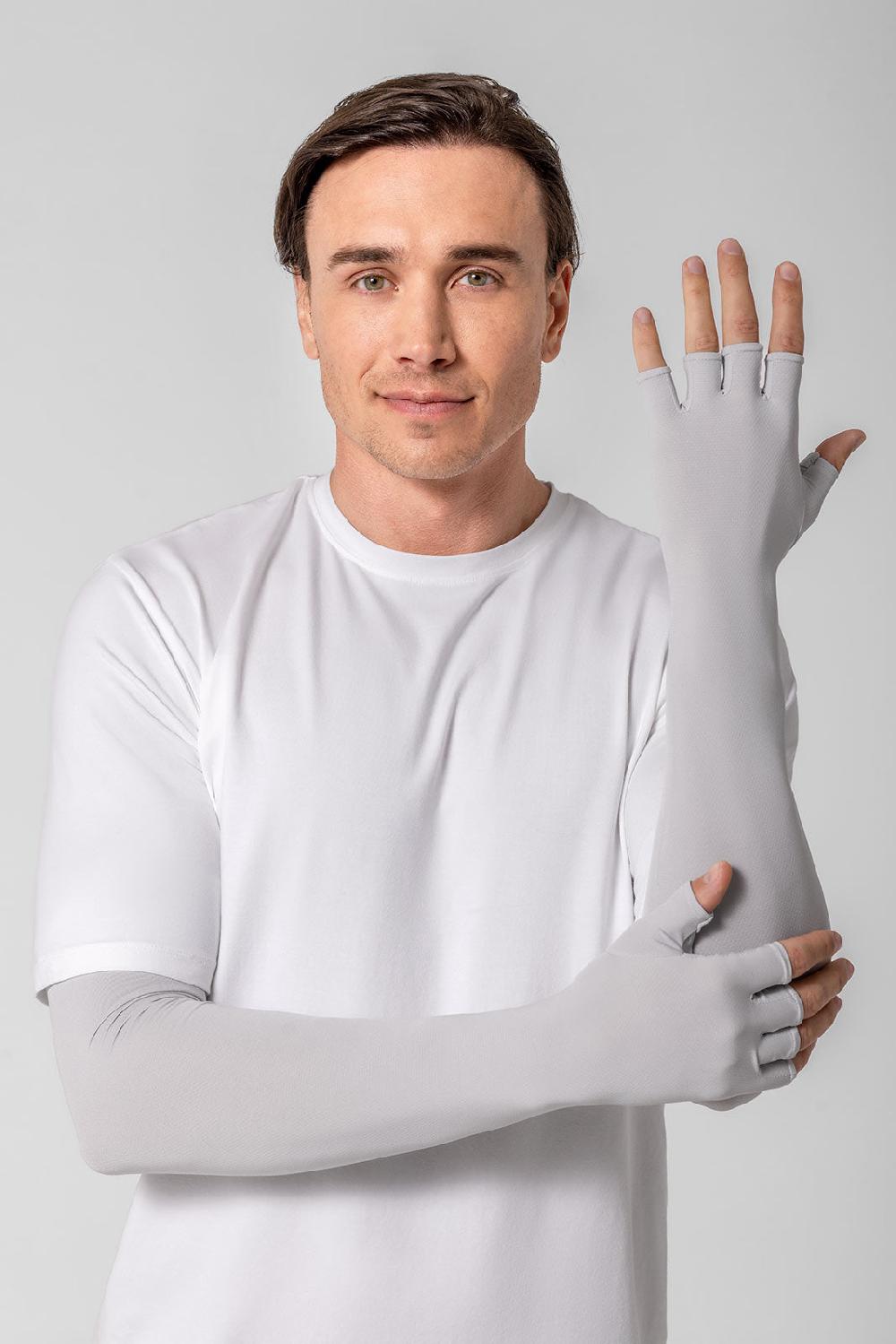 coolibar Unisex Perpetua UV Long Fingerless Sun Gloves | Sleek Grey