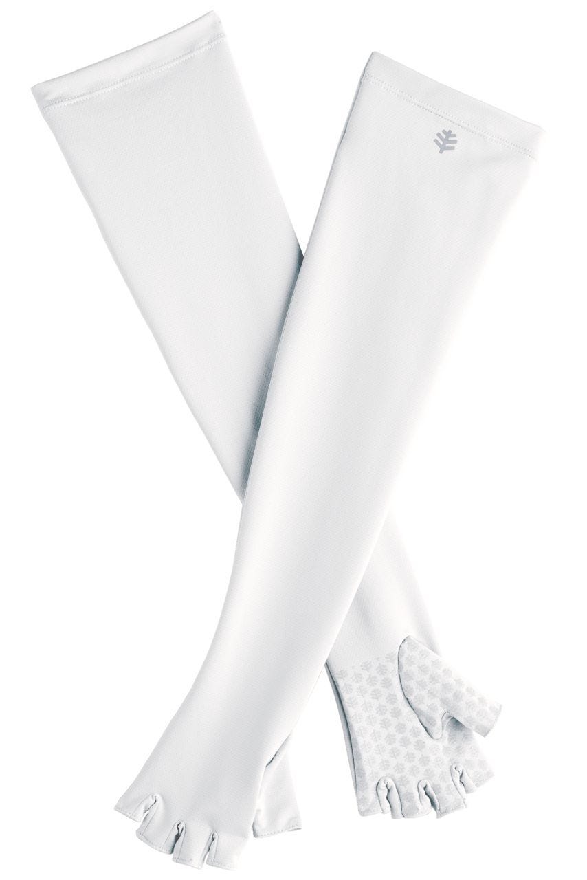 coolibar Unisex Perpetua UV Long Fingerless Sun Gloves | White