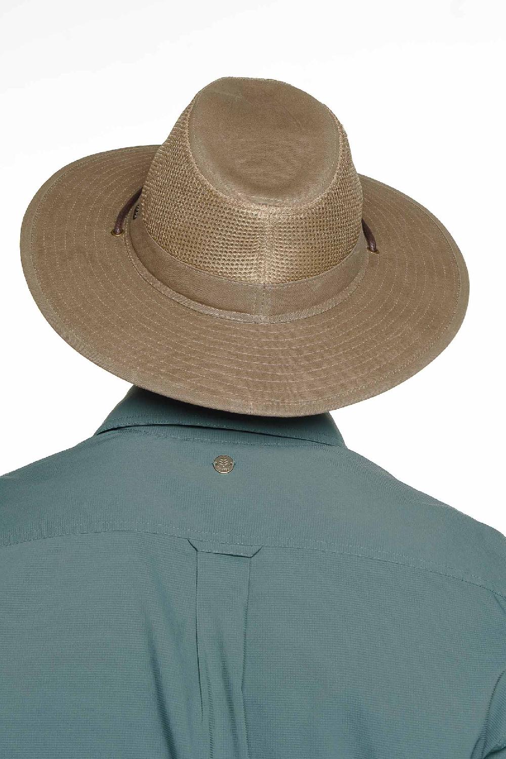 Coolibar Walkabout Vented Hat Waxed Cotton | Smoke Grey