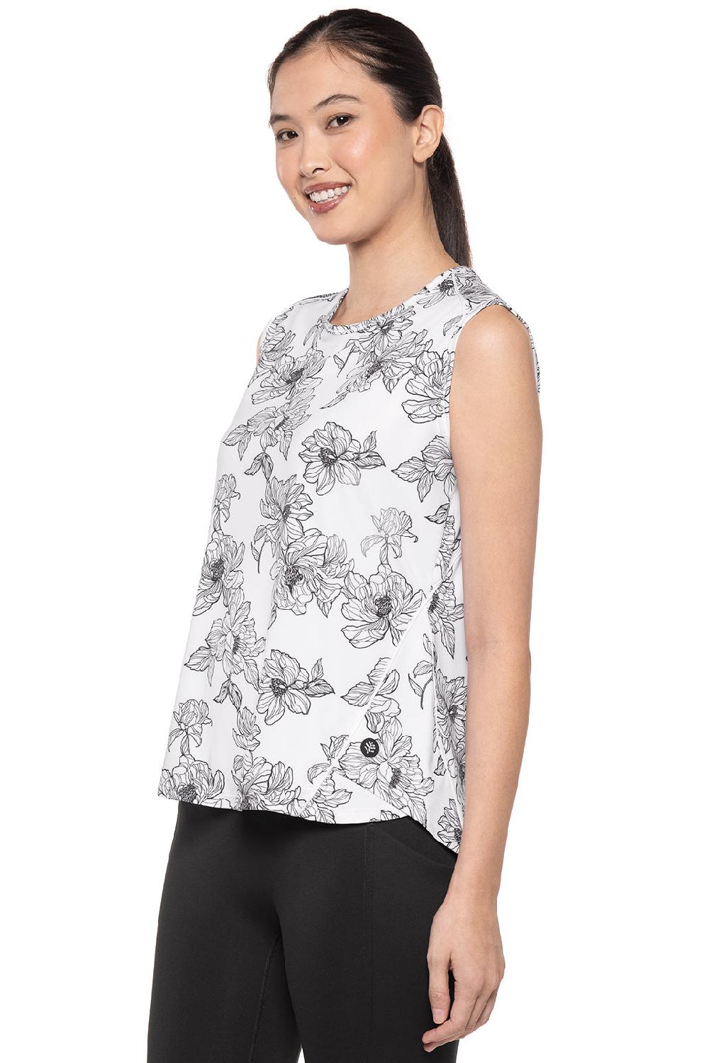 Coolibar Women's Accelera Tank | White/Black Perfect Peony