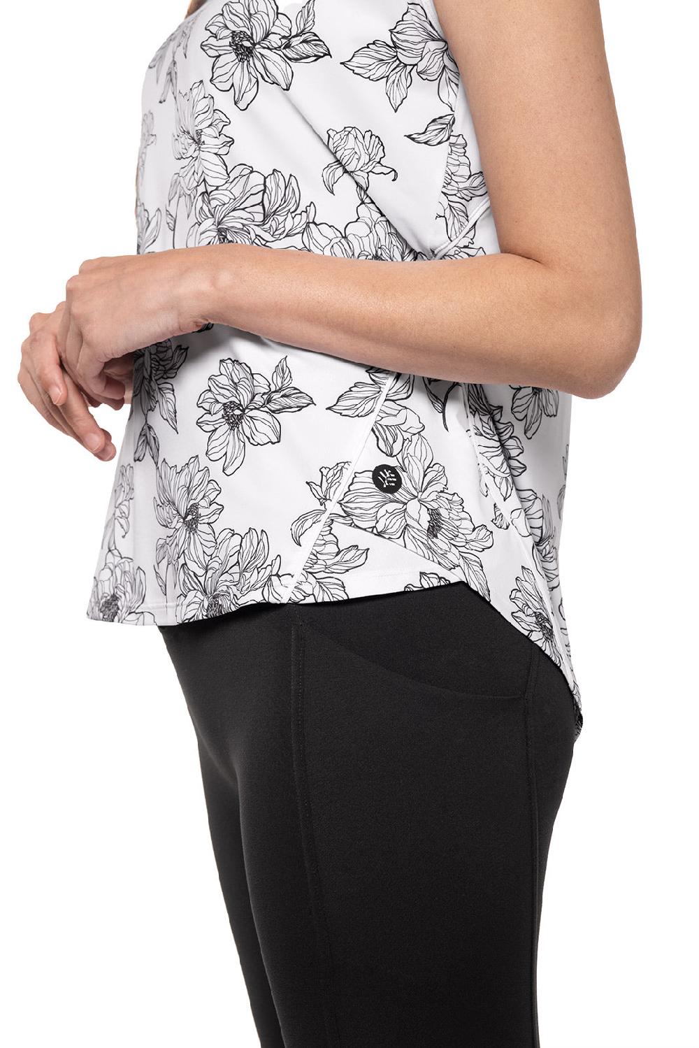 Coolibar Women's Accelera Tank | White/Black Perfect Peony