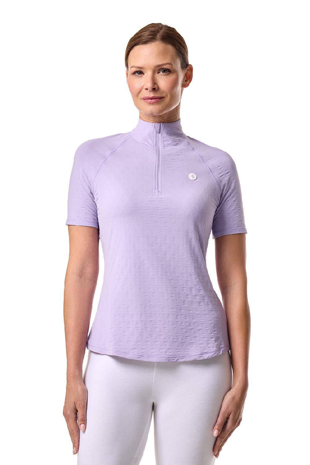 Coolibar Women's Albatross Elbow Sleeve Mock Neck Top | Lavendula Diamond Jacquard