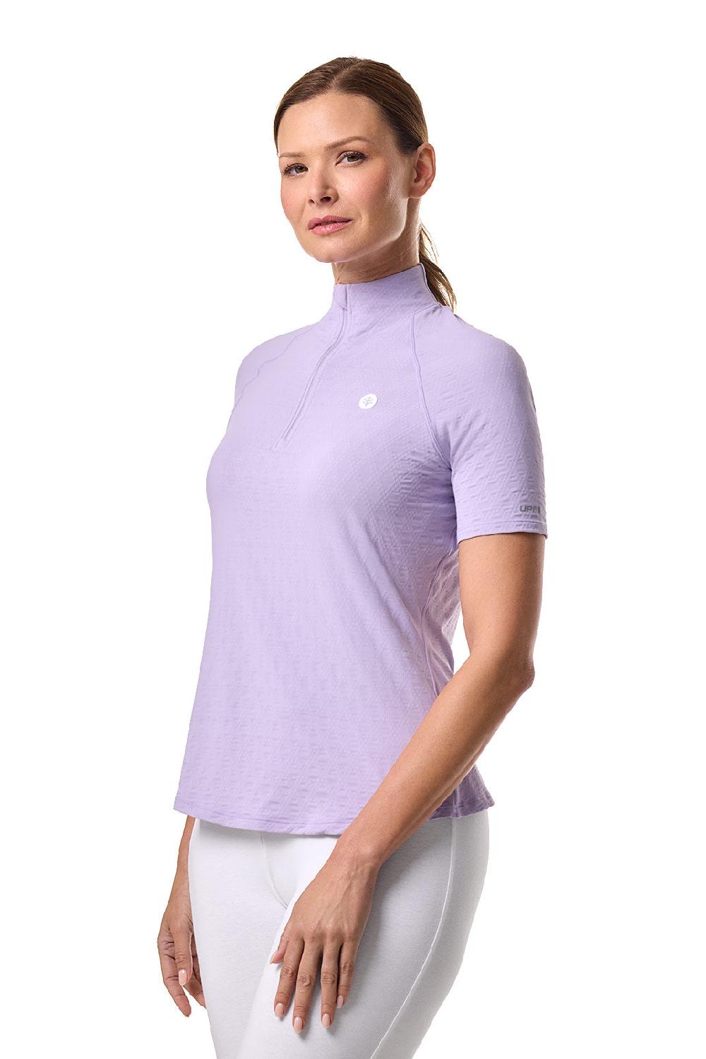 Coolibar Women's Albatross Elbow Sleeve Mock Neck Top | Lavendula Diamond Jacquard