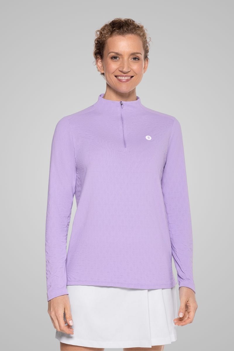 coolibar Women's Albatross Long Sleeve Pullover | Lavendula Diamond Jacquard