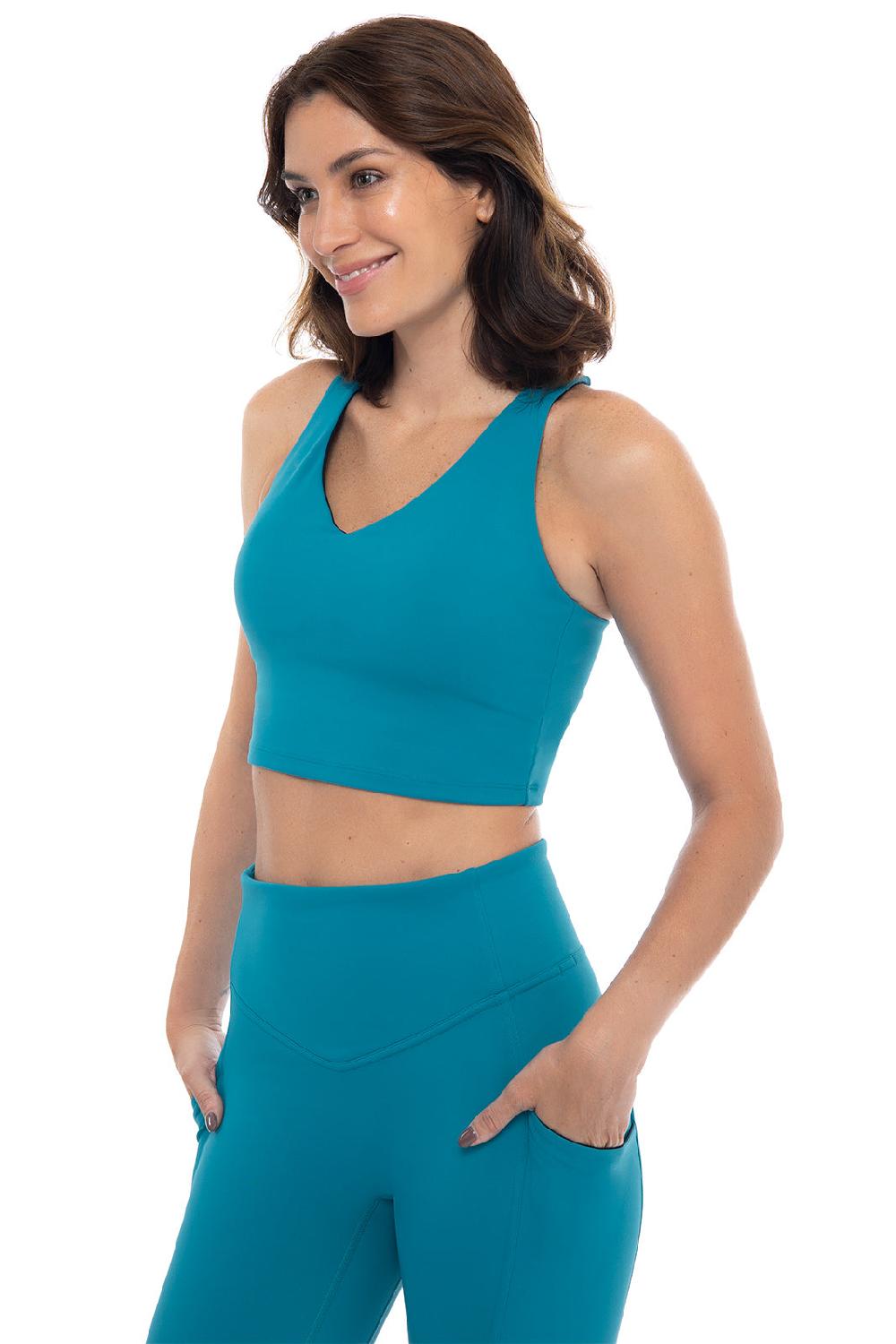 Coolibar Women's Ananda Long Line Sports Bra | Tahitian Teal