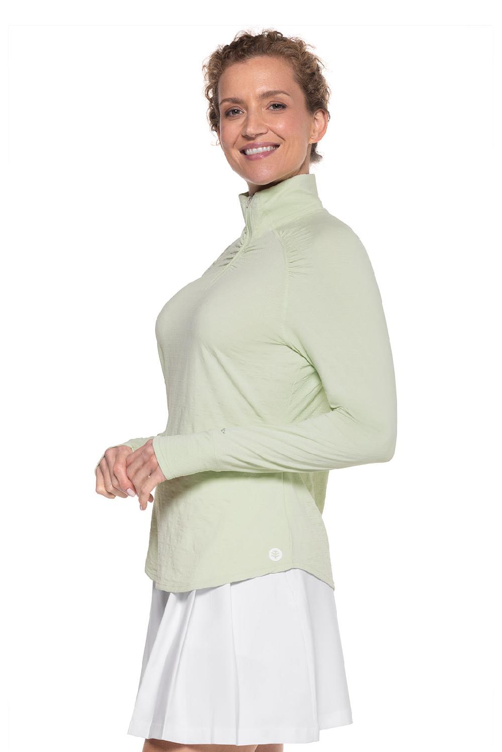 Coolibar Women's Arabella Golf Quarter-Zip | Seedling Diamond Jacquard