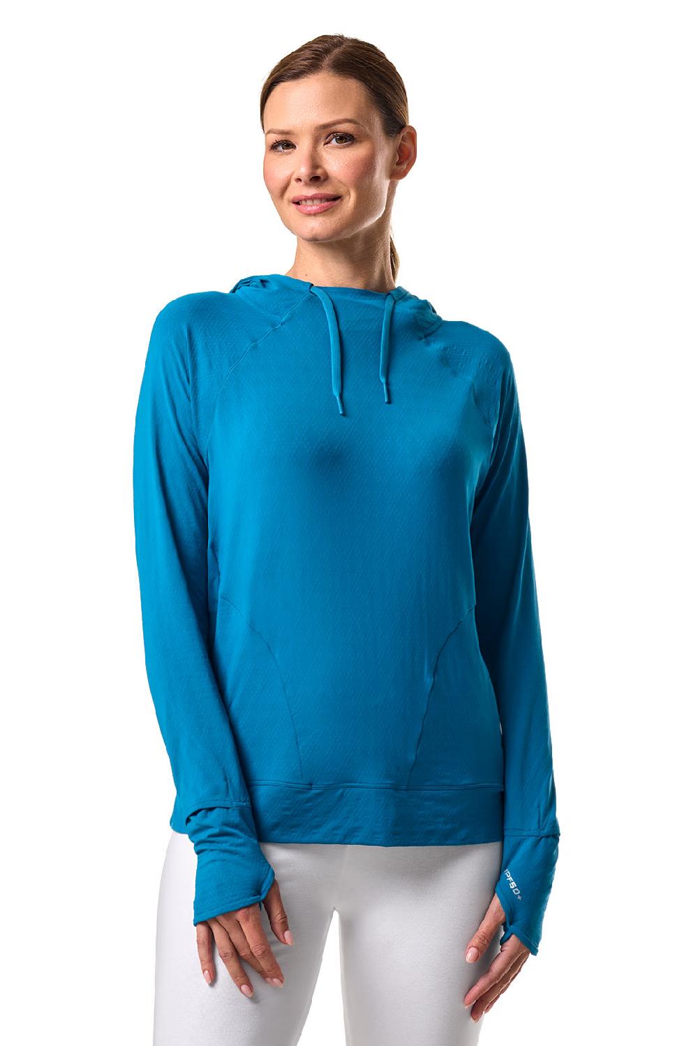 Coolibar Women's Arabella Hoodie | Bluejay Diamond Jacquard