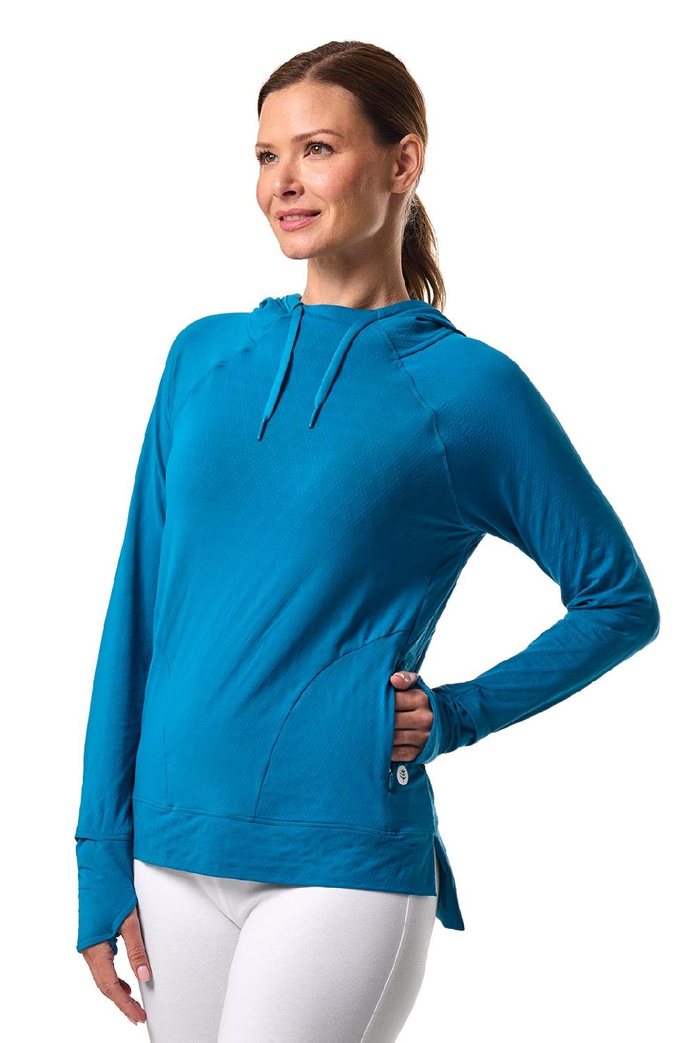 Coolibar Women's Arabella Hoodie | Bluejay Diamond Jacquard