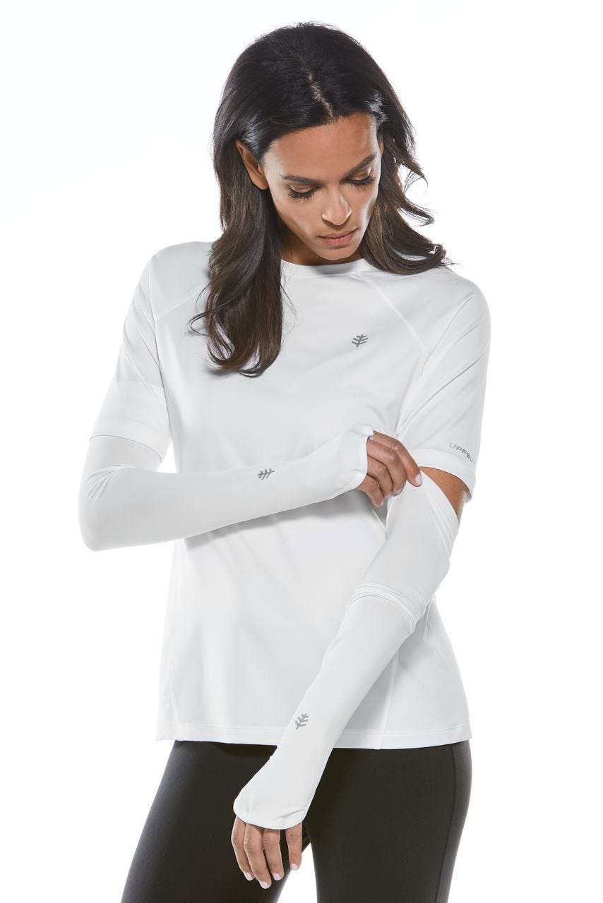 coolibar Women's Backspin Performance Sleeves | White