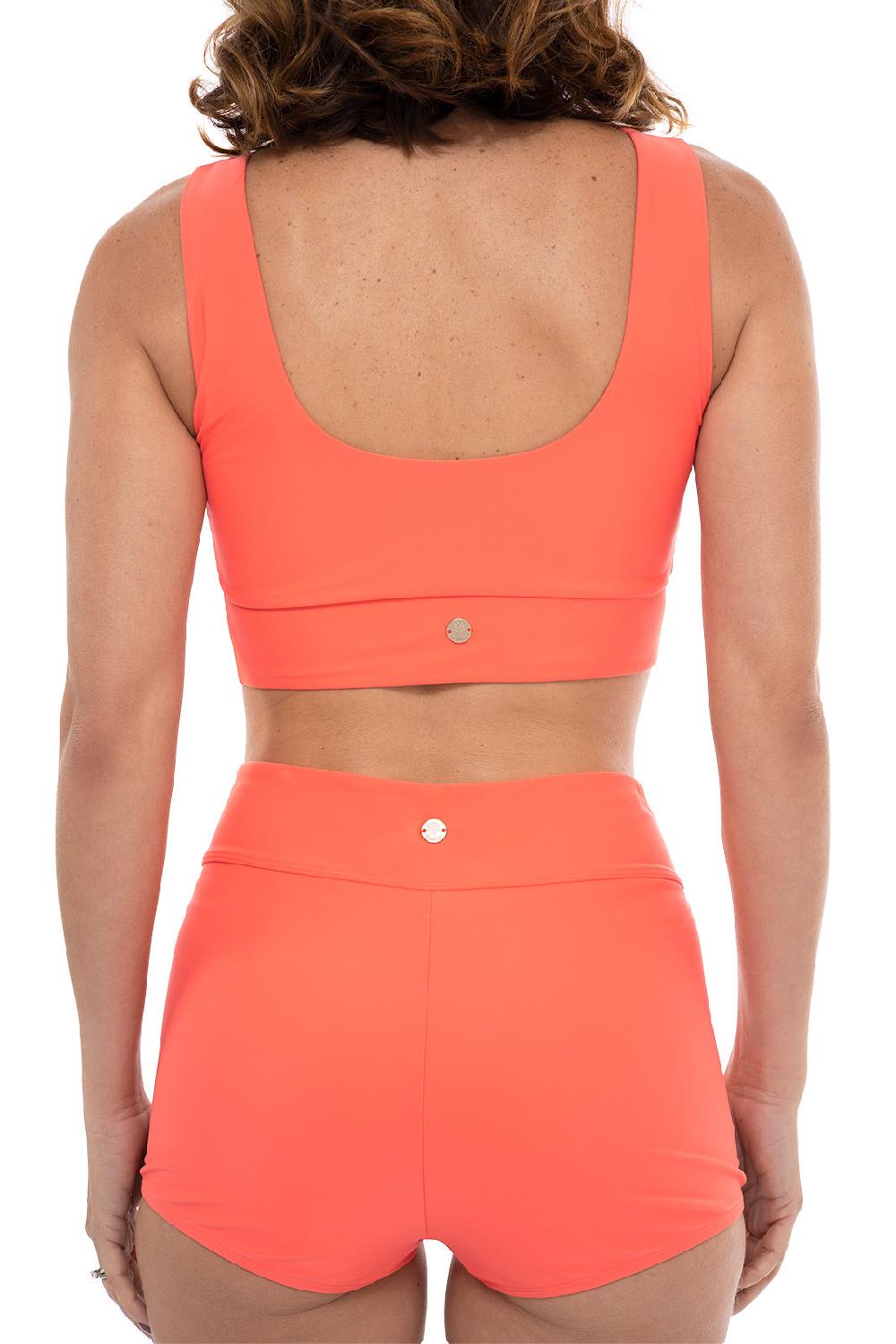 Coolibar Women's Bayshore Ruched Swim Shorts | Vivid Coral