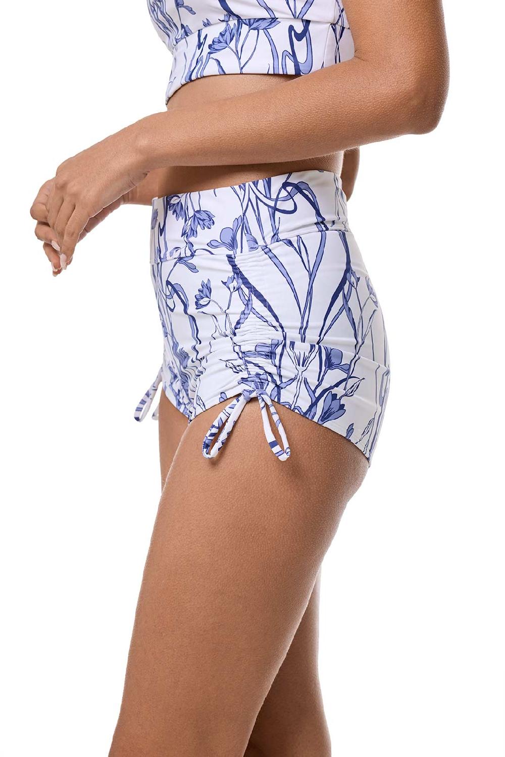 Coolibar Women's Bayshore Ruched Swim Shorts | White Iris Dusk