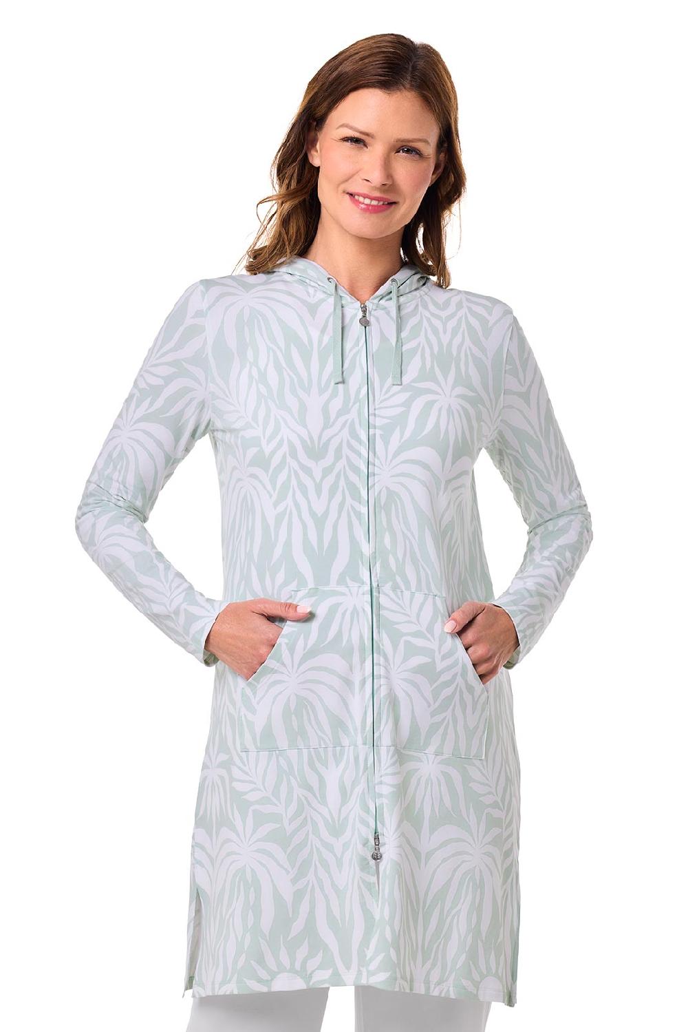 Coolibar Women's Cabana Hoodie | Misty Aqua American Palm