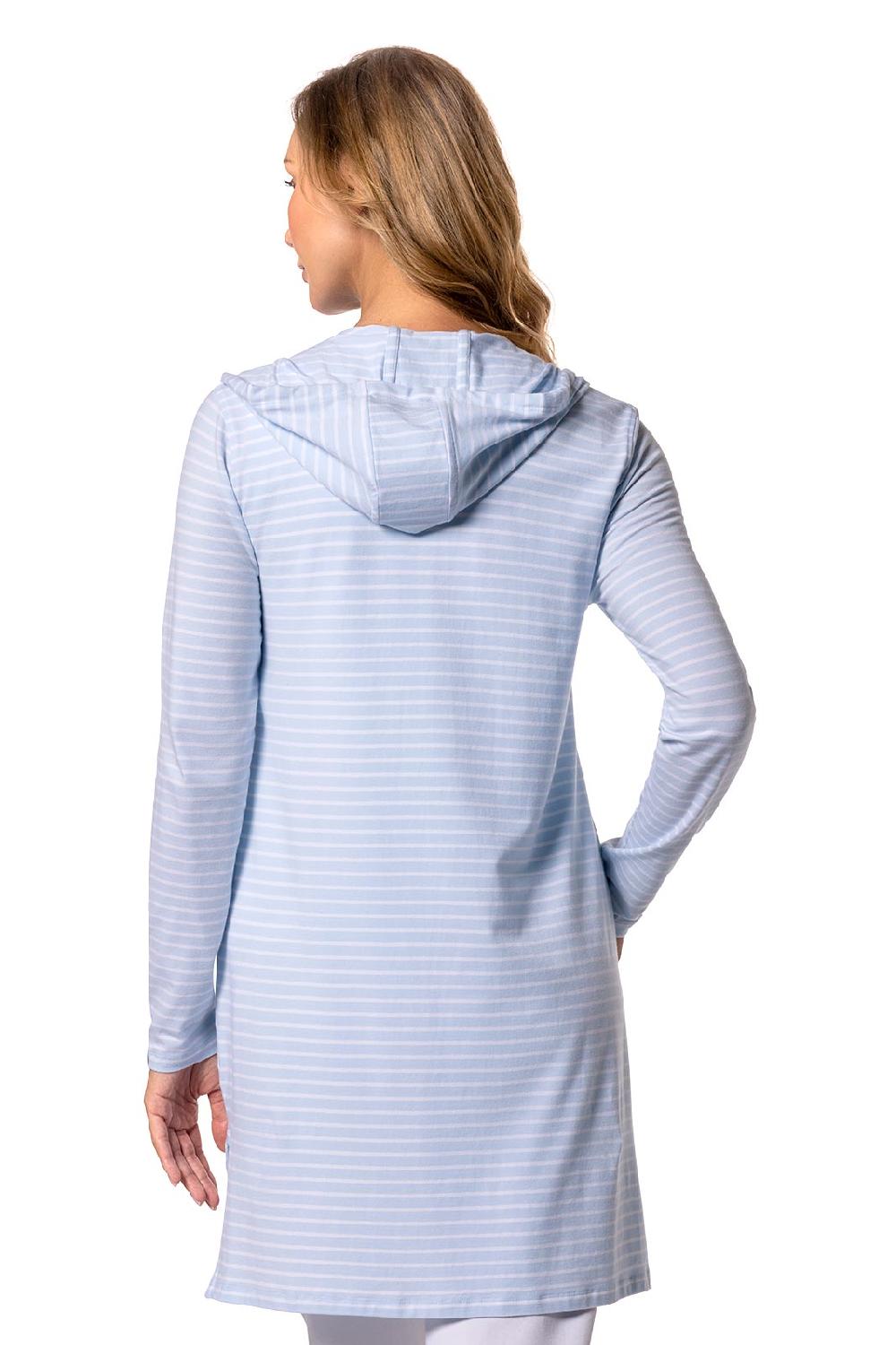 Coolibar Women's Cabana Hoodie | Skyride/White Stripe