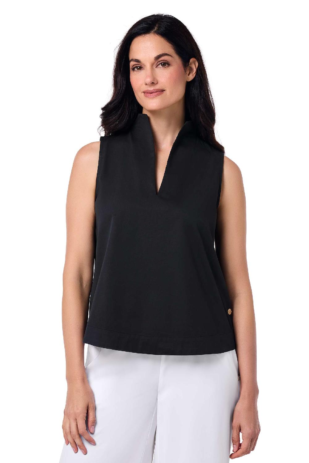 Coolibar Women's Cape Coral Stand Collar Blouse | Black
