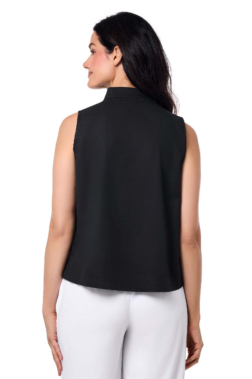 Coolibar Women's Cape Coral Stand Collar Blouse | Black