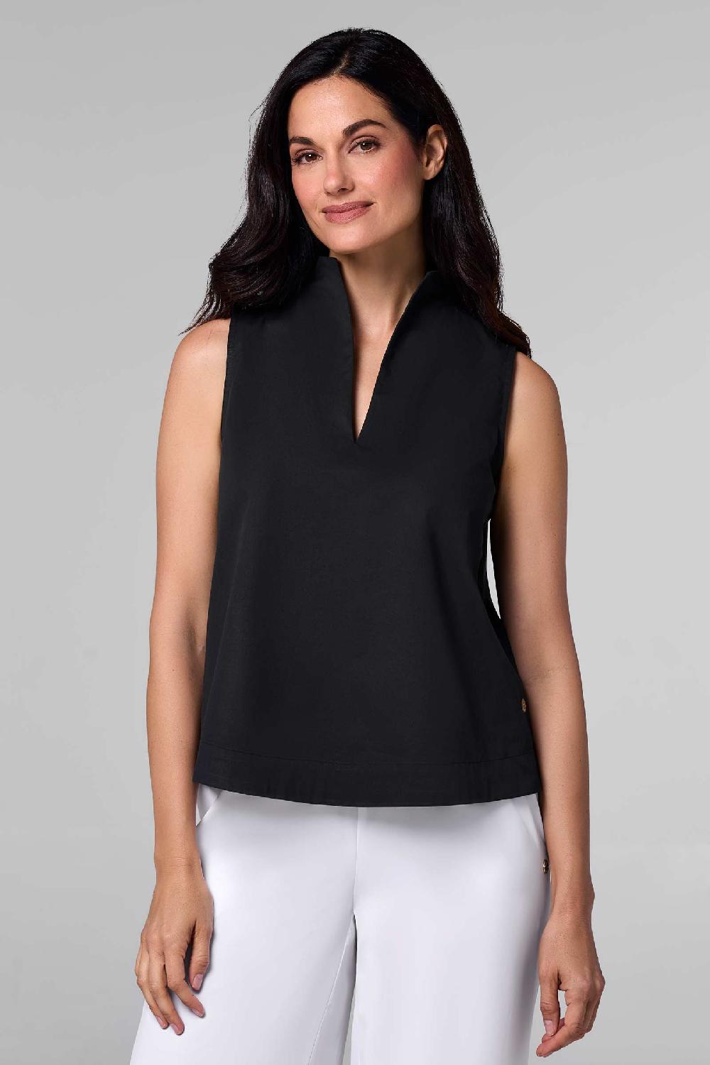 coolibar Women's Cape Coral Stand Collar Blouse | Black