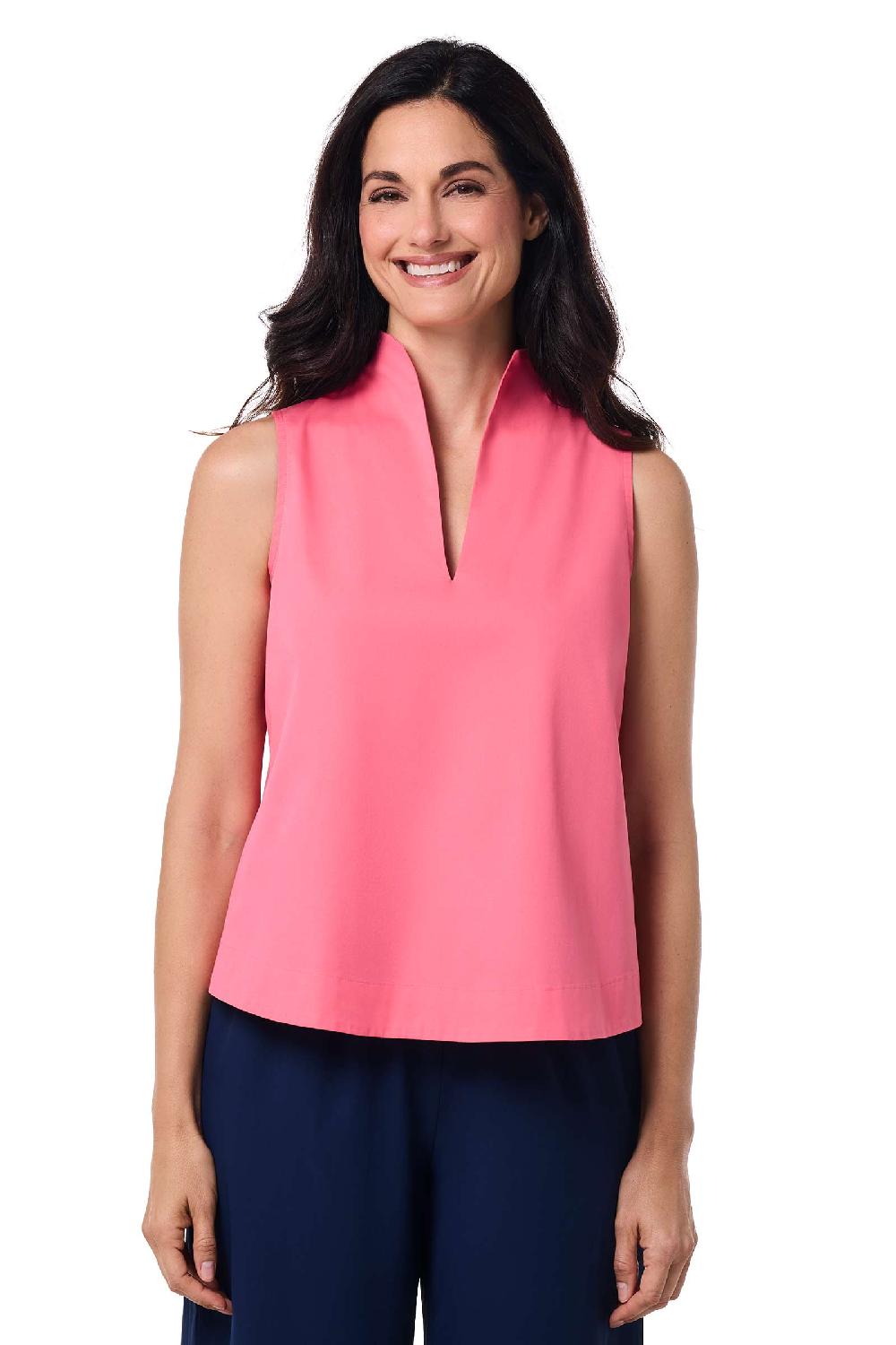Coolibar Women's Cape Coral Stand Collar Blouse | Sunkist Coral