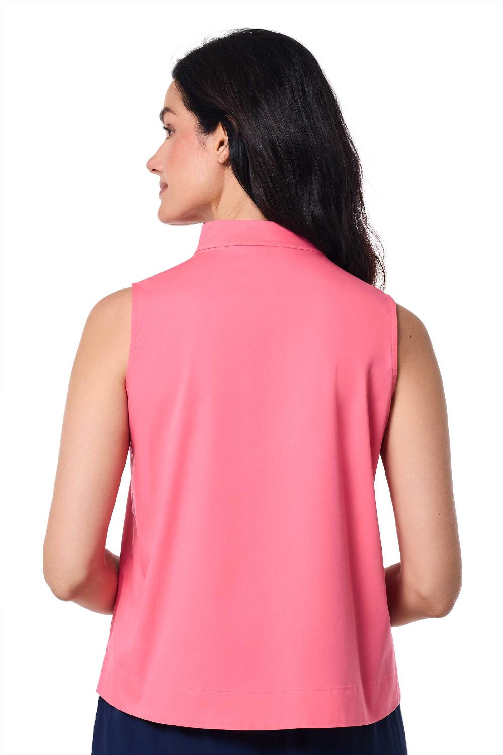 Coolibar Women's Cape Coral Stand Collar Blouse | Sunkist Coral