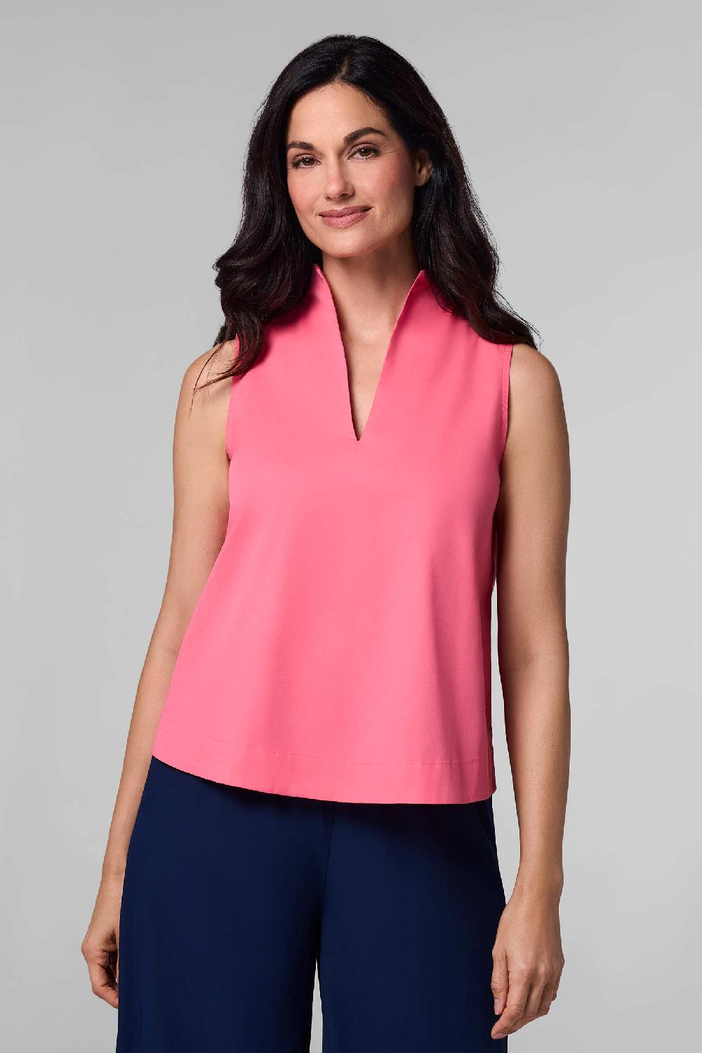 coolibar Women's Cape Coral Stand Collar Blouse | Sunkist Coral