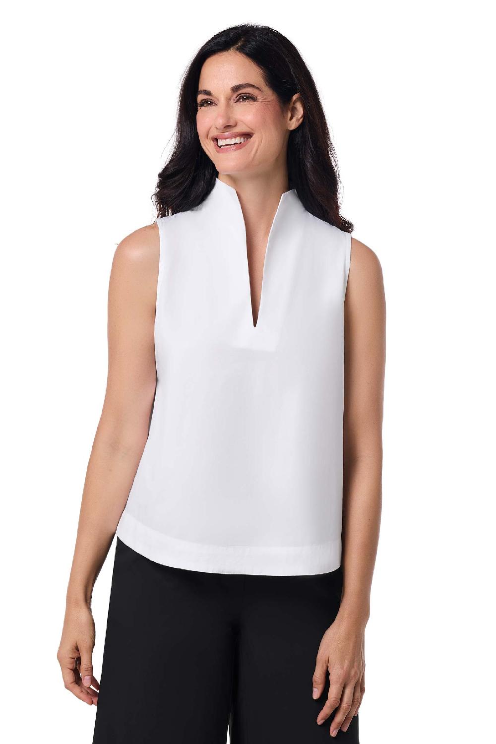 Coolibar Women's Cape Coral Stand Collar Blouse | White