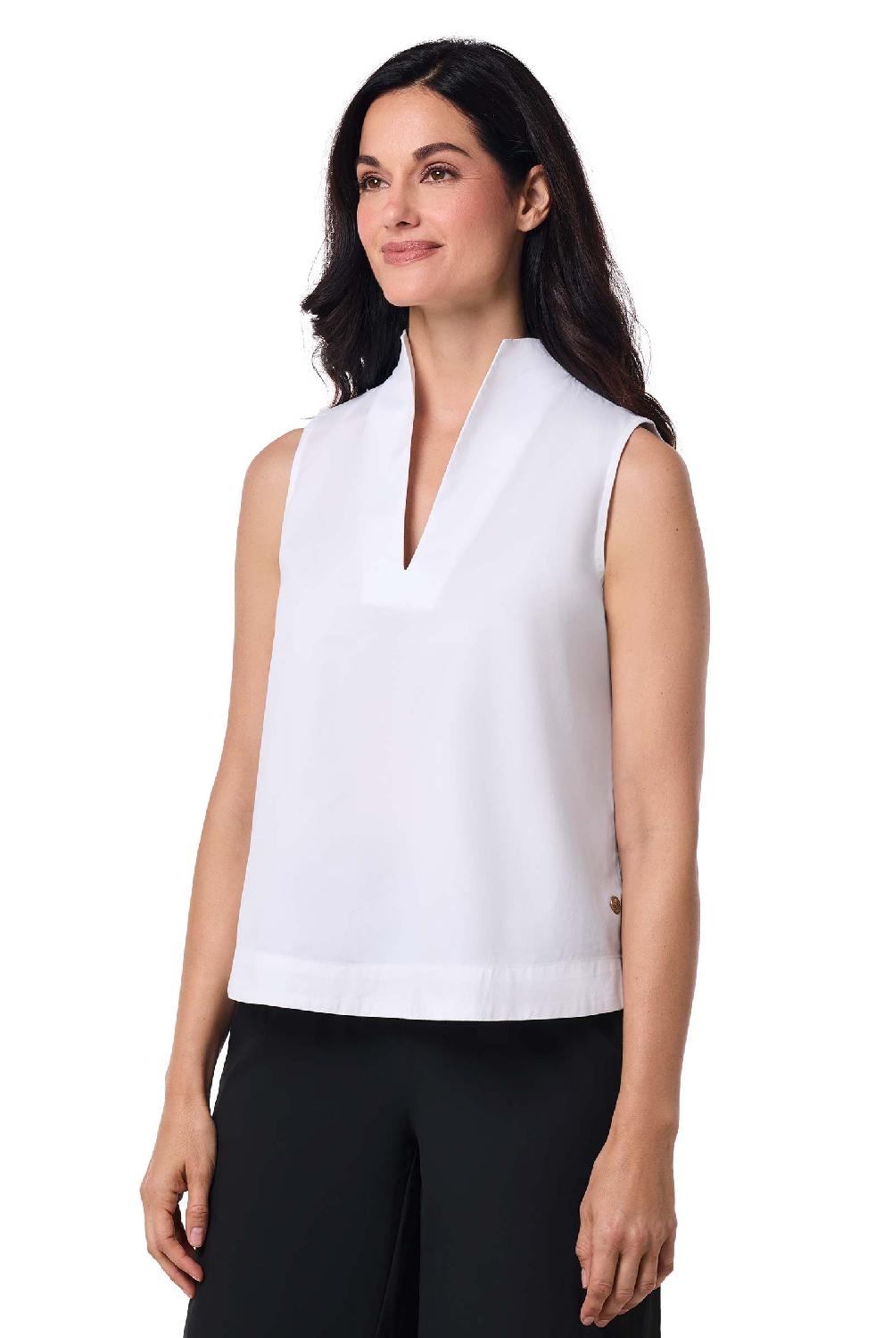 Coolibar Women's Cape Coral Stand Collar Blouse | White