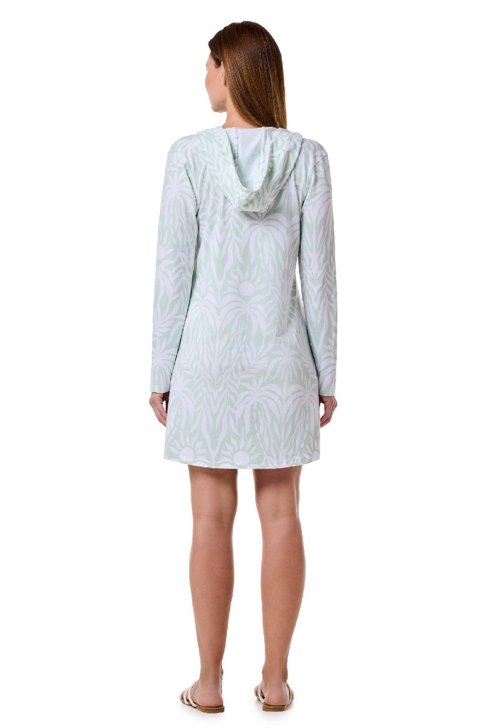 Coolibar Women's Catalina Beach Cover-Up Dress | Misty Aqua American Palm