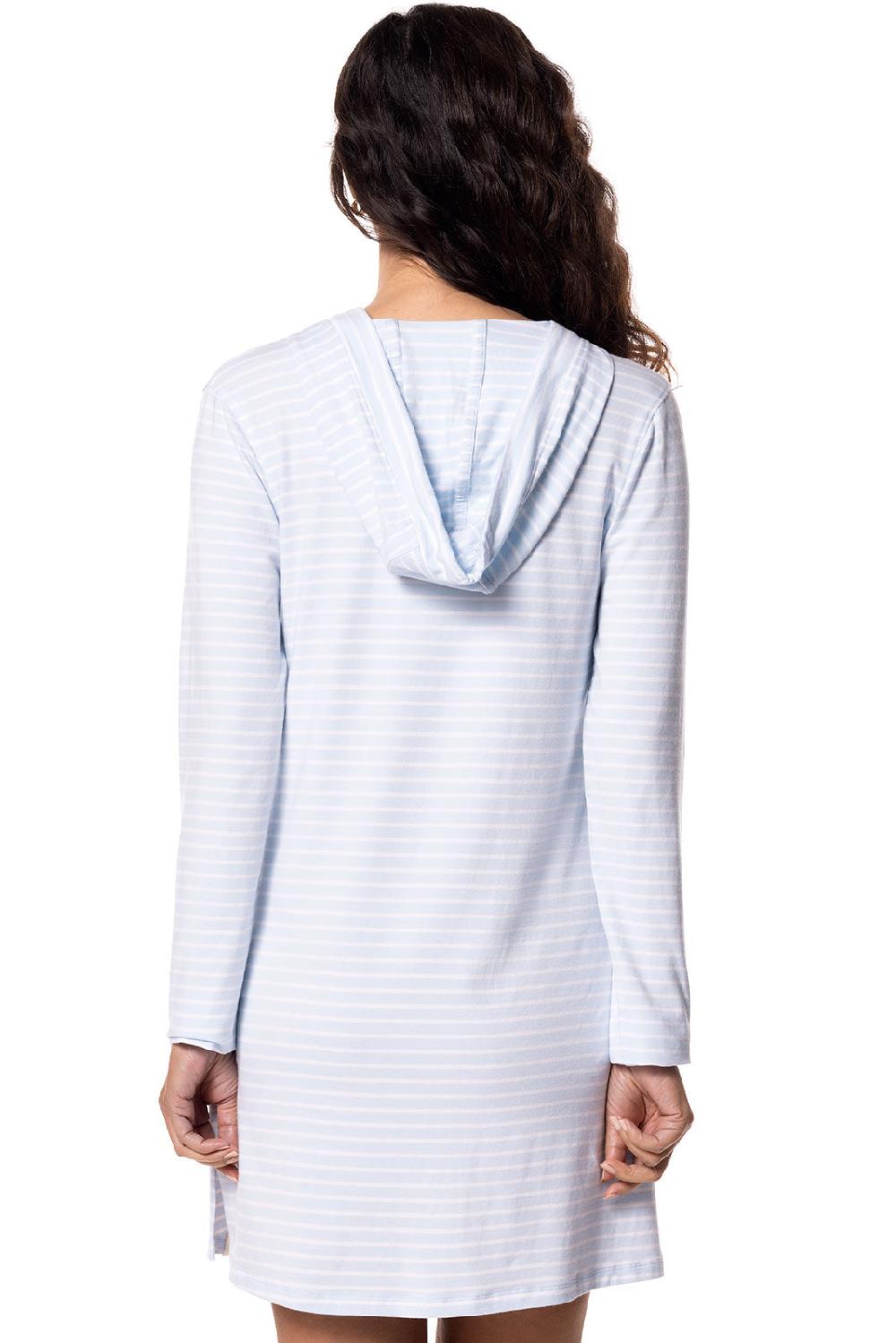 Coolibar Women's Catalina Beach Cover-Up Dress | Skyride/White Stripe
