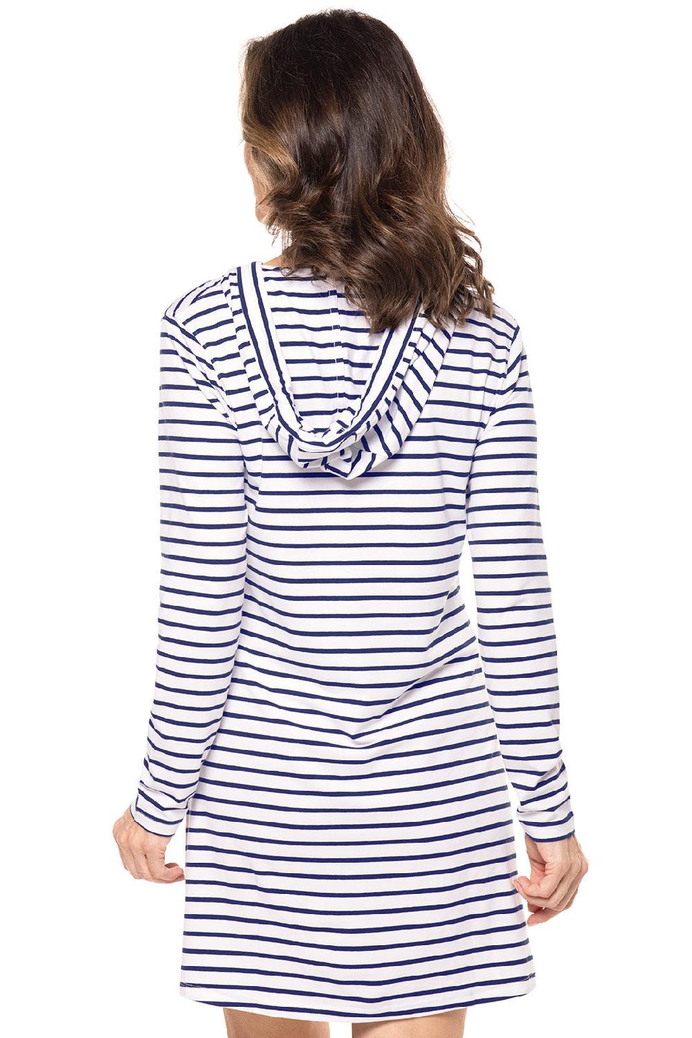 Coolibar Women's Catalina Beach Cover-Up Dress | White/Navy Stripe