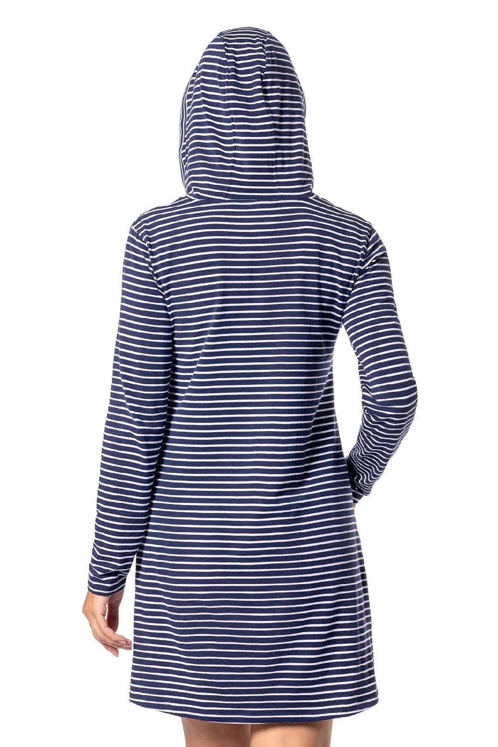 Coolibar Women's Catalina Beach Cover-Up | Navy/White Stripe