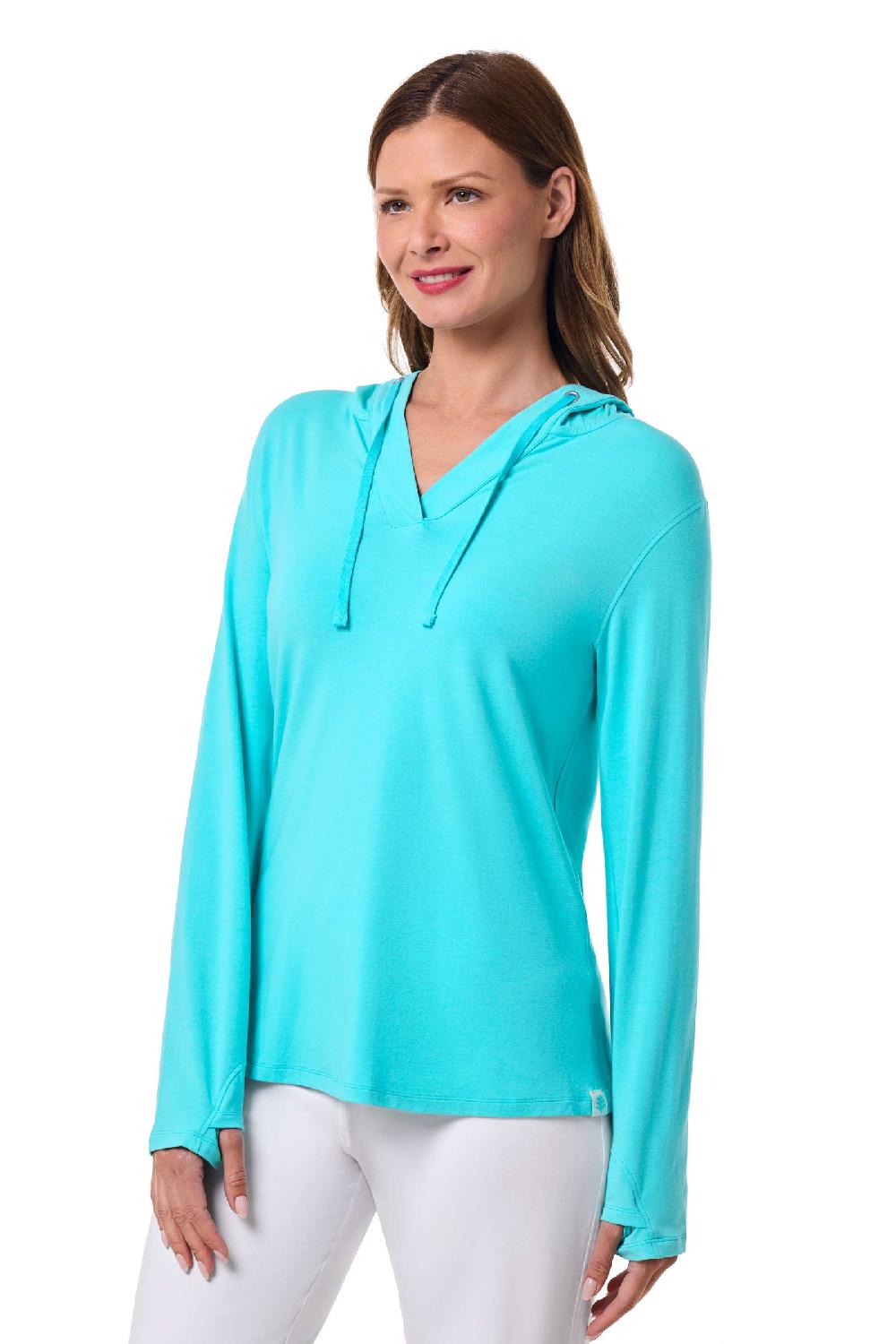 Coolibar Women's Catalina Hoodie Tunic Top | Blue Curacao