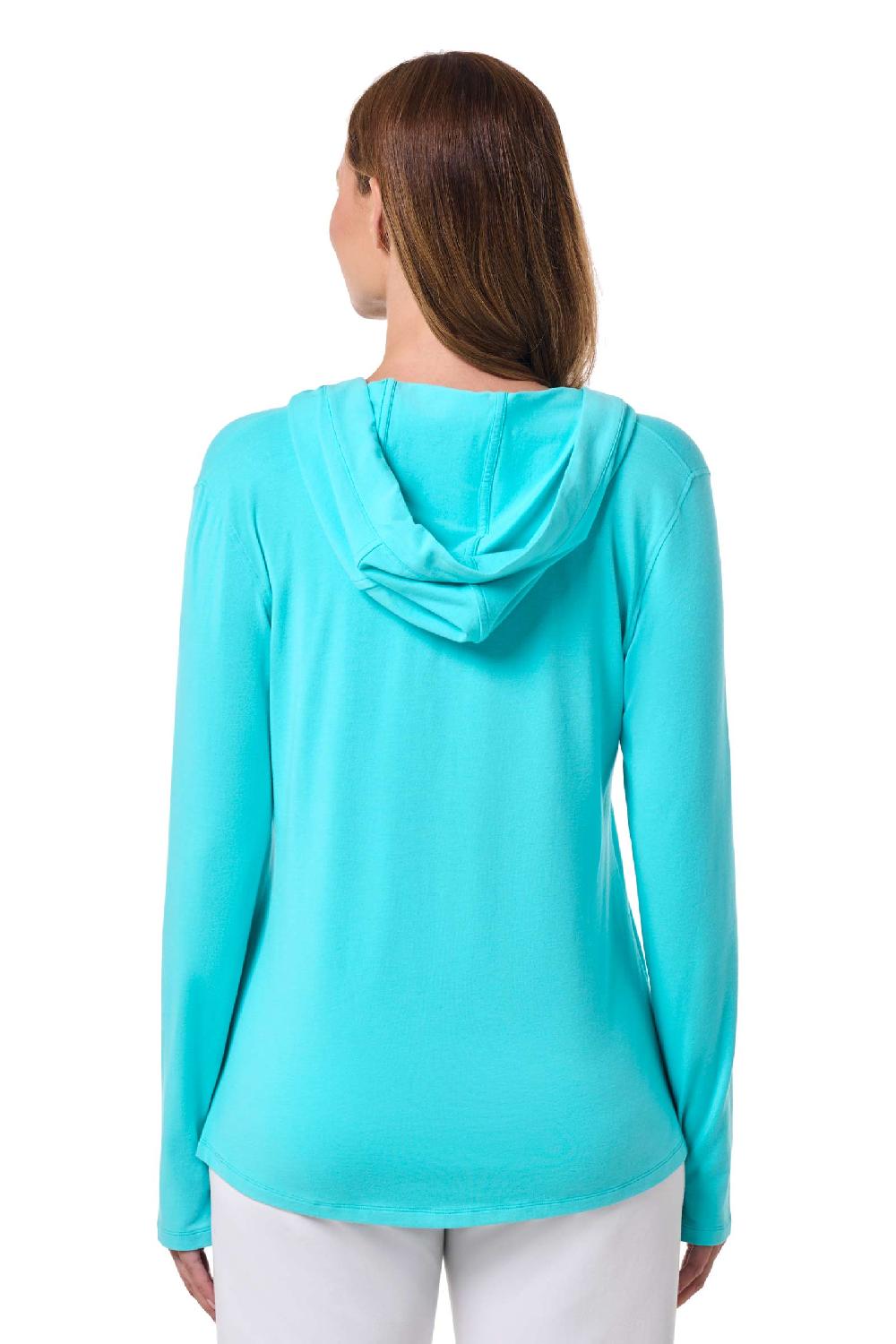 Coolibar Women's Catalina Hoodie Tunic Top | Blue Curacao