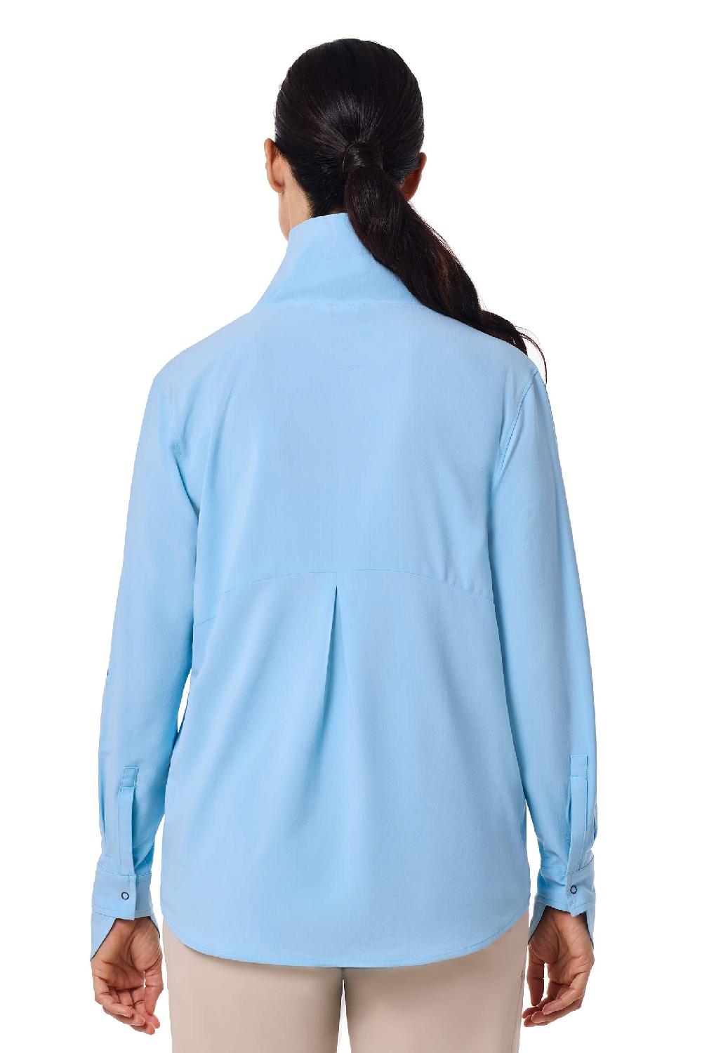 Coolibar Women's Catona Funnel Neck Tunic Top | Arctic Blue Stripe