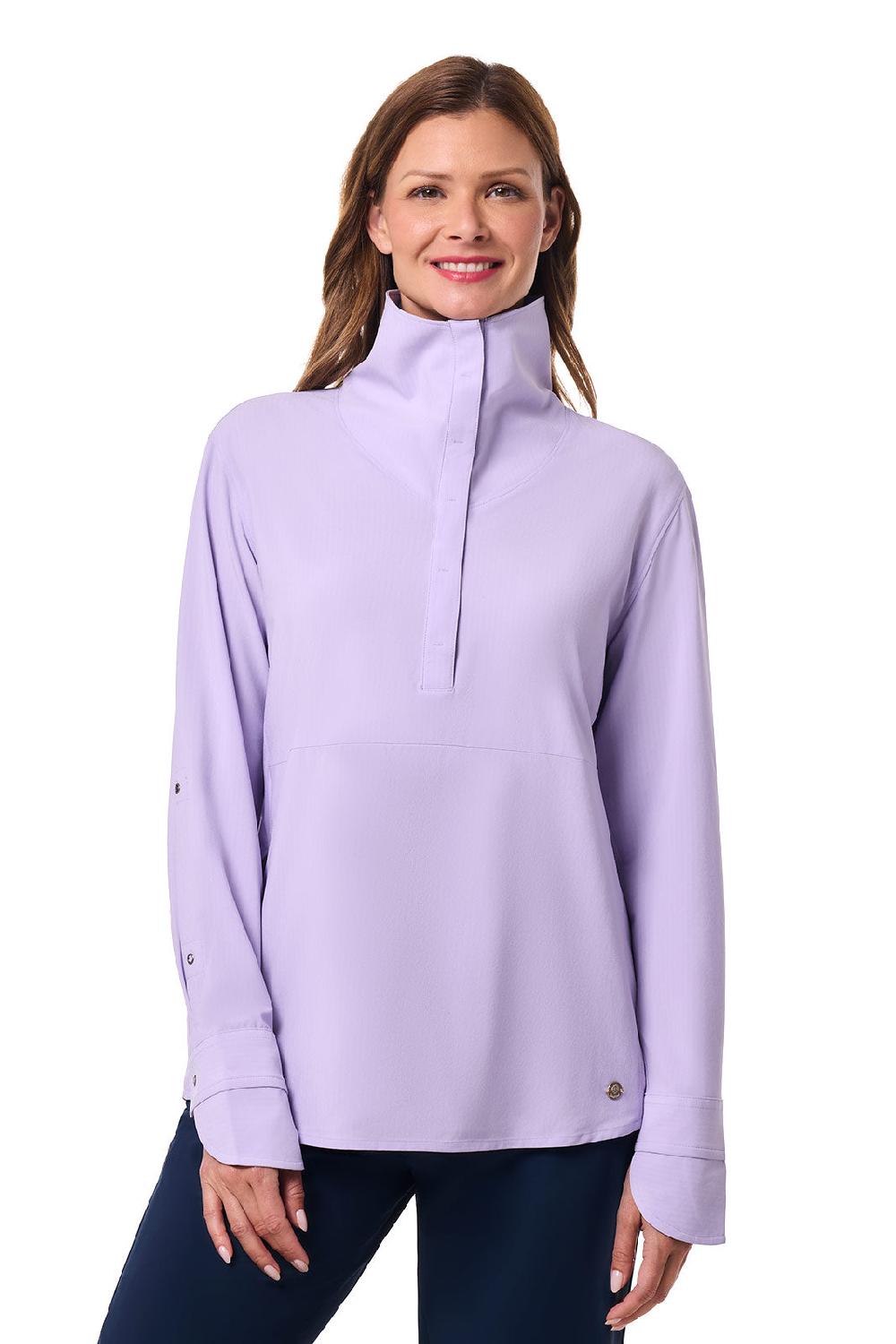 Coolibar Women's Catona Funnel Neck Tunic Top | Lavendula Stripe