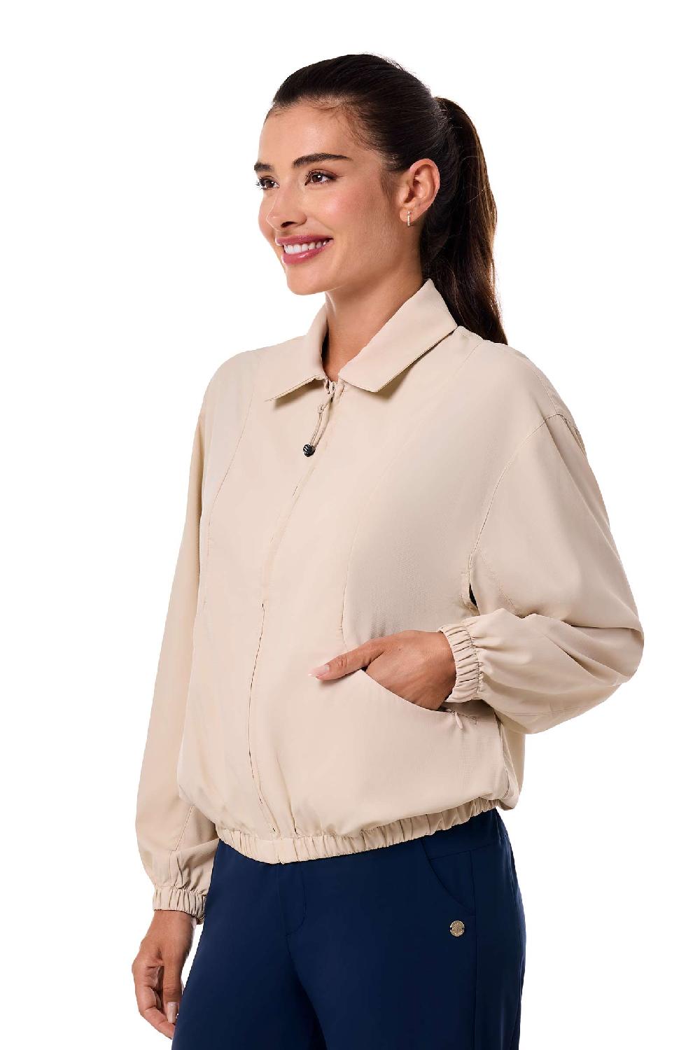 Coolibar Women's Destin Travel Windbreaker | Pale Khaki