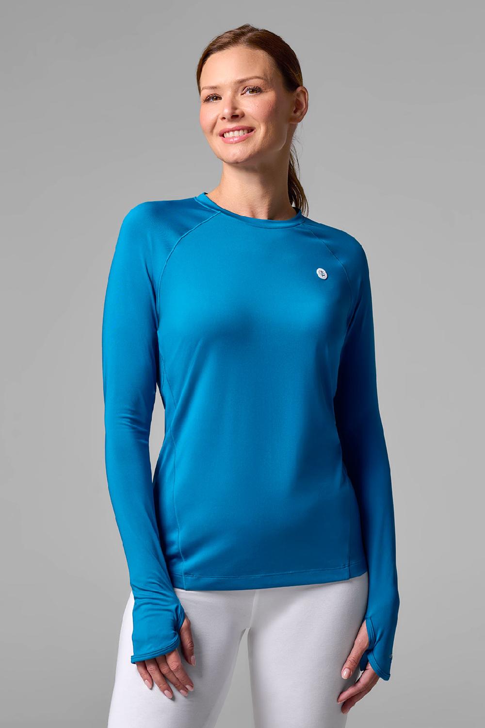 coolibar Women's Devi Long Sleeve Fitness T-Shirt | Bluejay