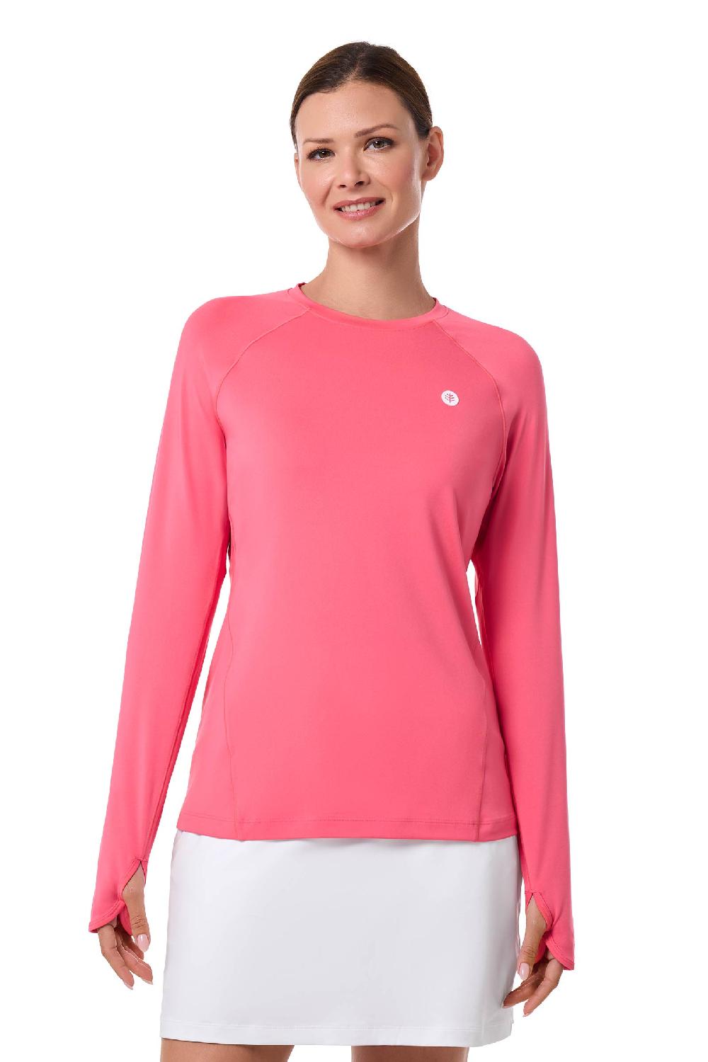 Coolibar Women's Devi Long Sleeve Fitness T-Shirt | Sunkist Coral