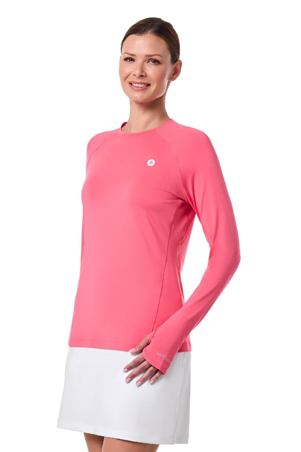 Coolibar Women's Devi Long Sleeve Fitness T-Shirt | Sunkist Coral