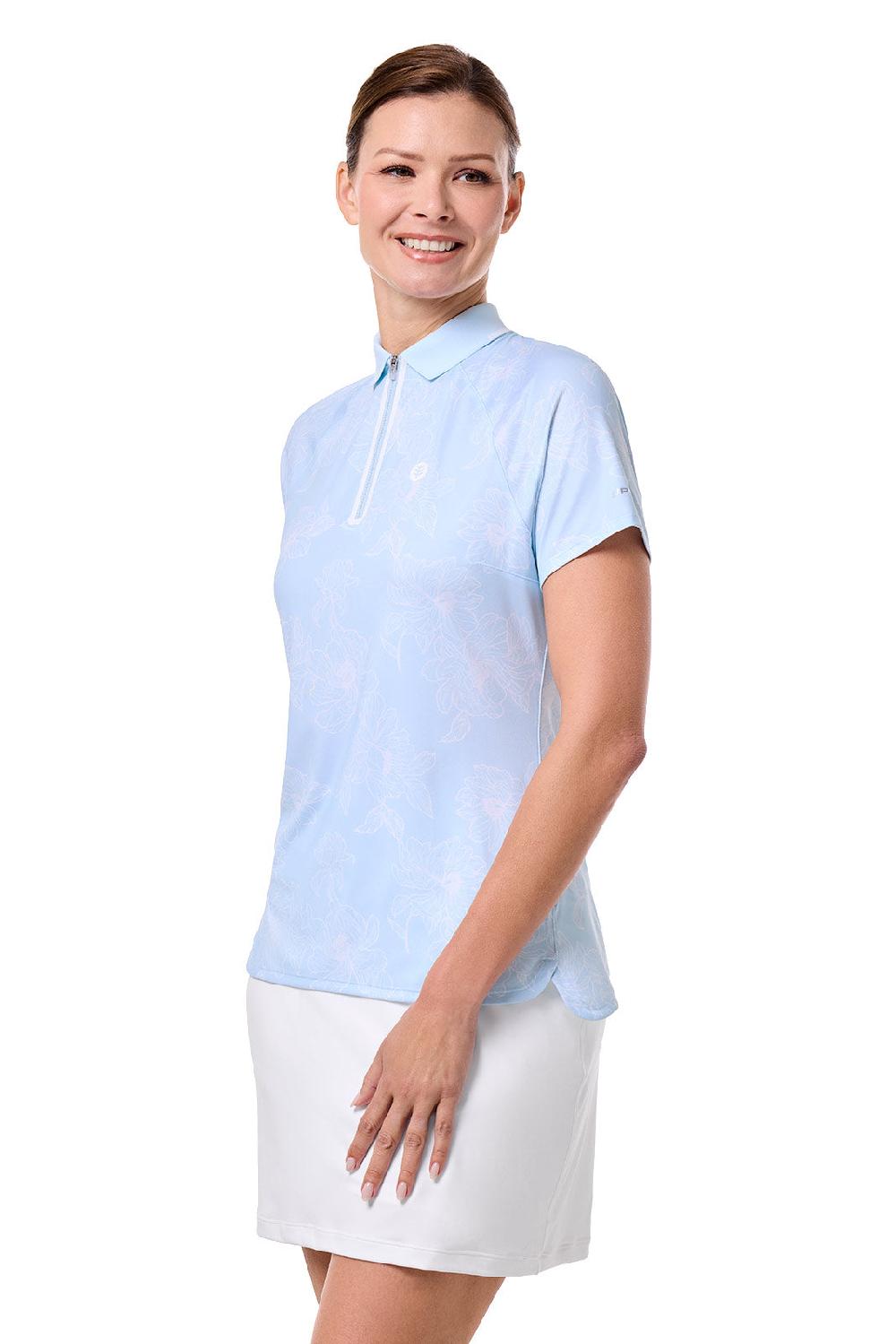 Coolibar Women's Double Eagle Short Sleeve Polo | Skyride Perfect Peony