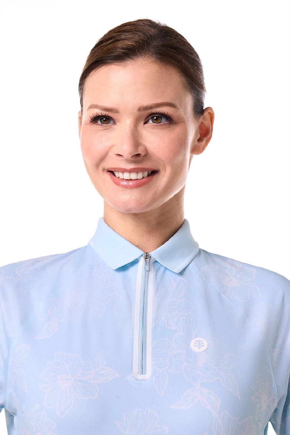 Coolibar Women's Double Eagle Short Sleeve Polo | Skyride Perfect Peony