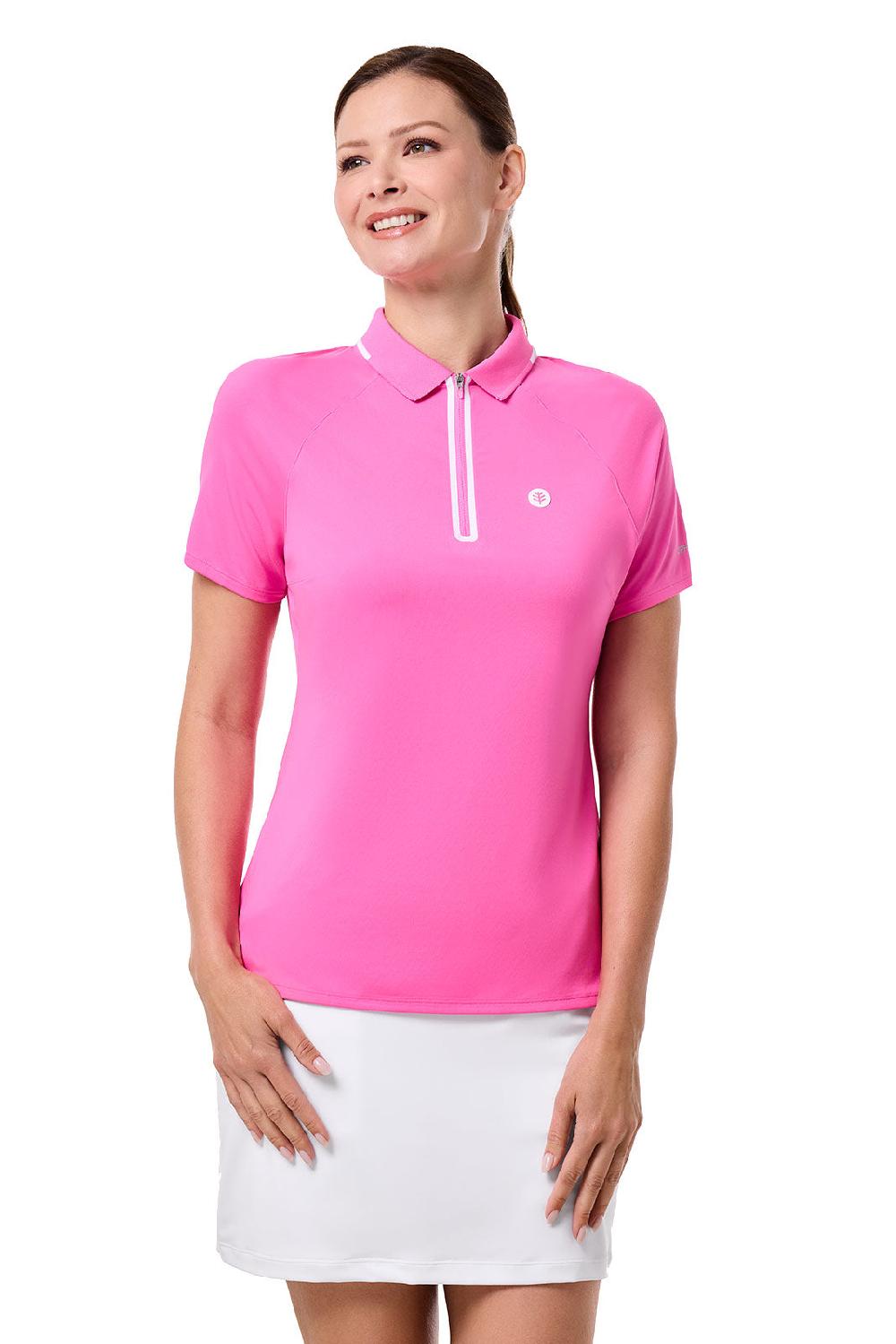 Coolibar Women's Double Eagle Short Sleeve Polo | Tulip Pink