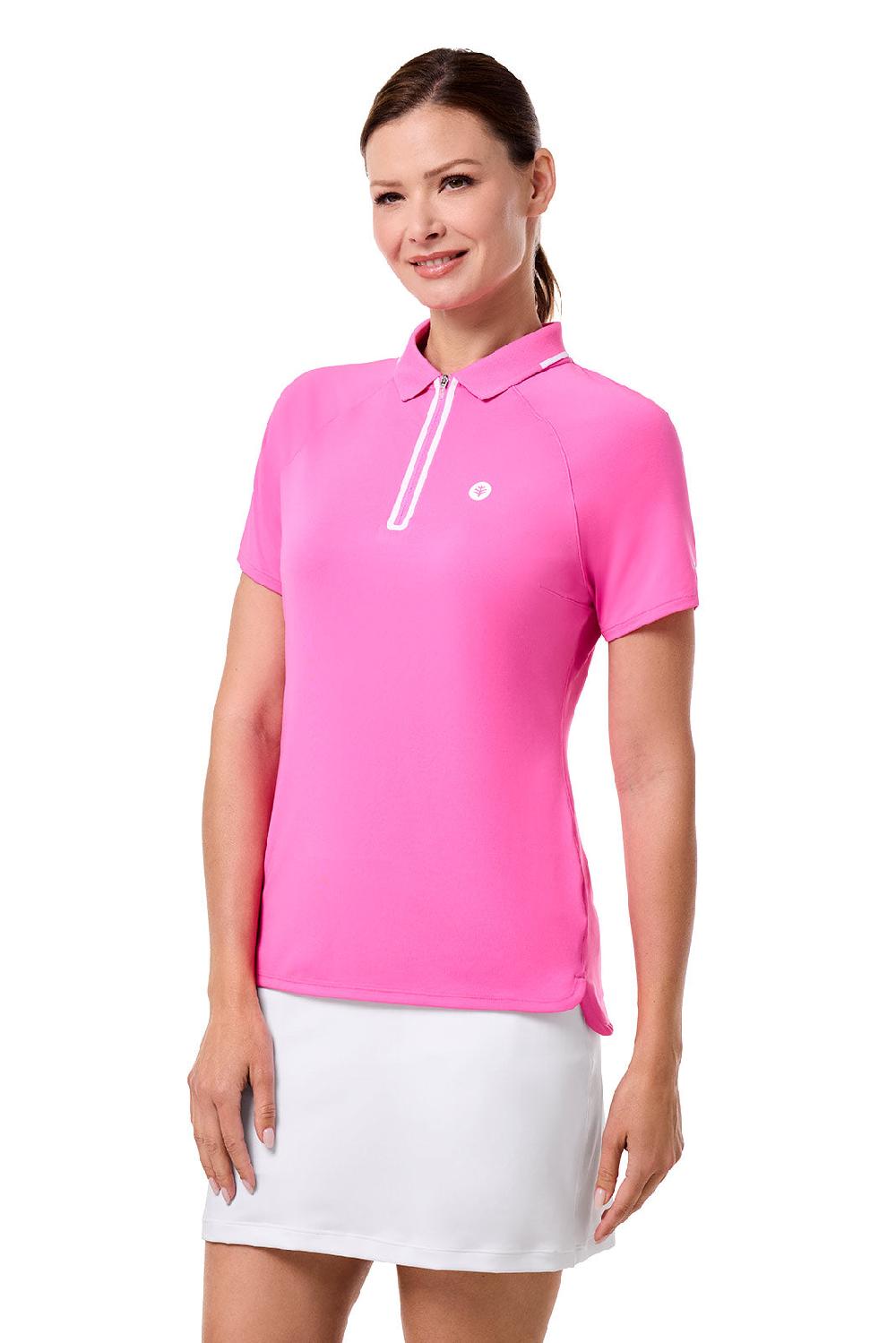 Coolibar Women's Double Eagle Short Sleeve Polo | Tulip Pink