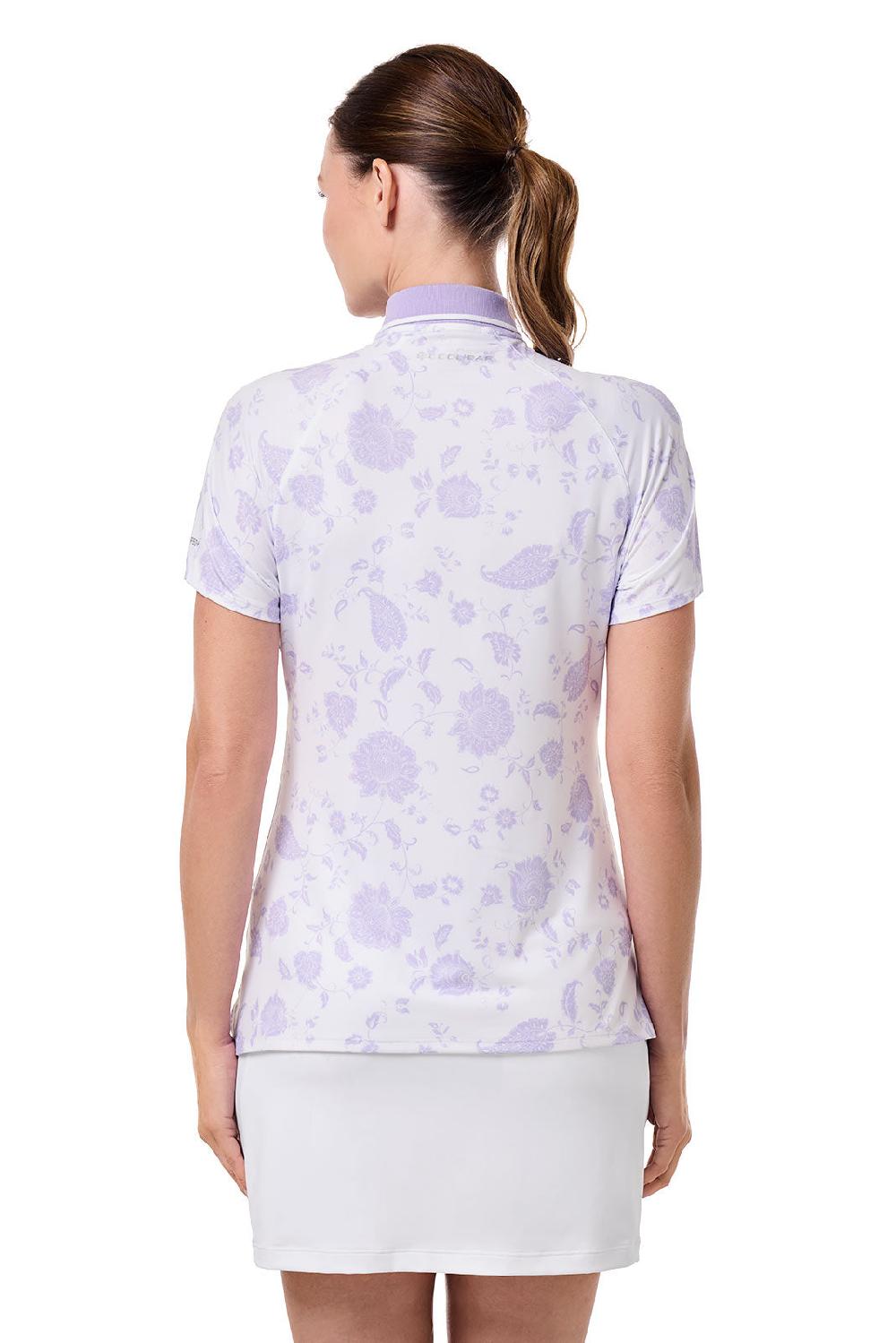 Coolibar Women's Double Eagle Short Sleeve Polo | White Floral Paisley