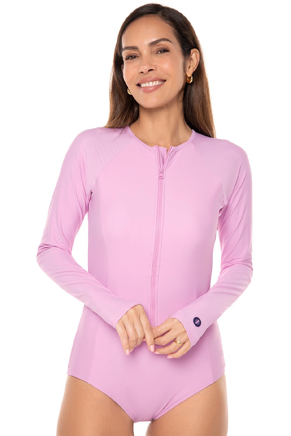 coolibar Women's Escalante Long Sleeve Swimsuit | Peony Pink