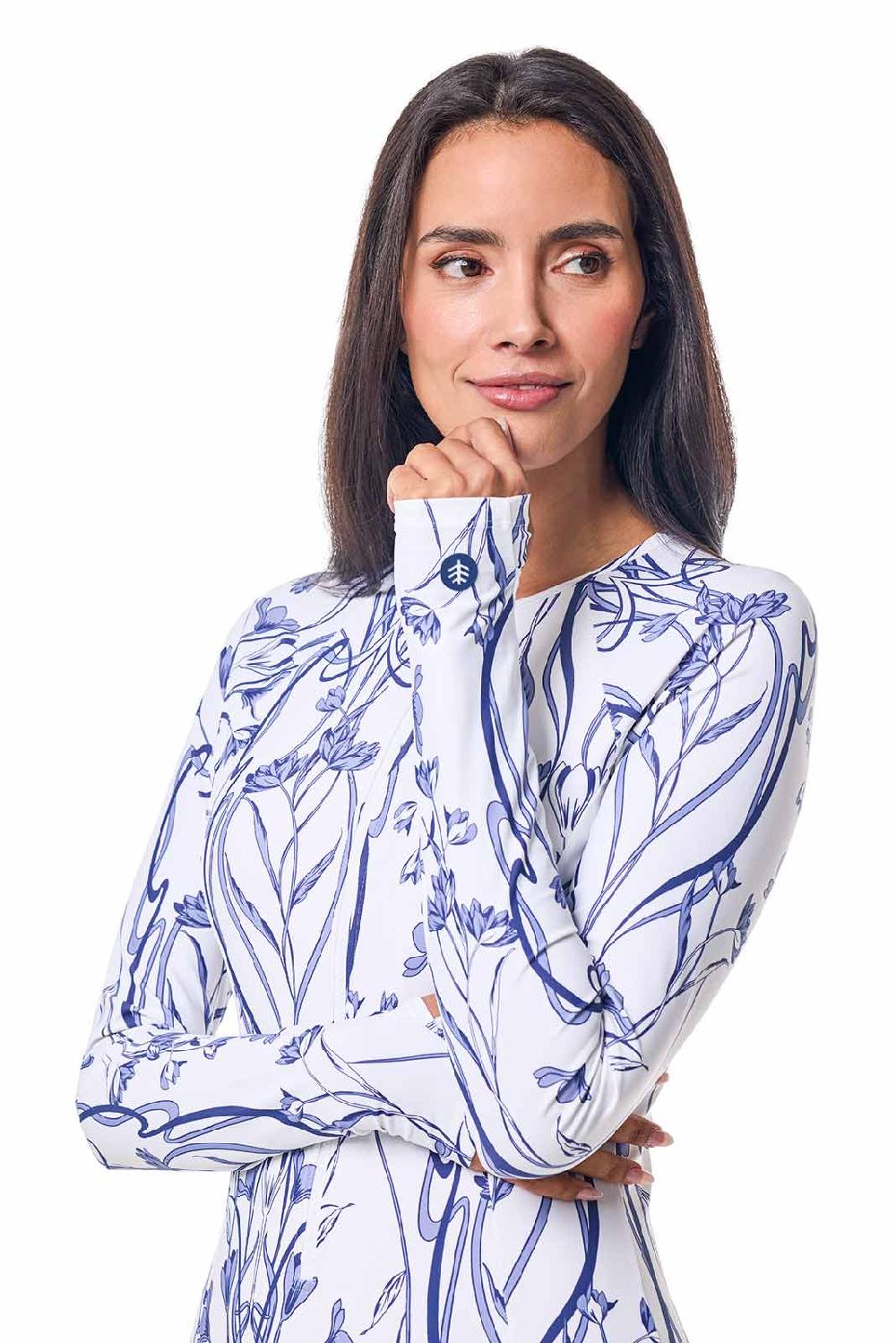 Coolibar Women's Escalante Long Sleeve Swimsuit | White Iris Dusk