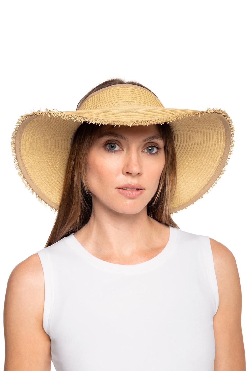 Coolibar Women's Frayed Coolibar Rolled Packable Braid Visor | Natural