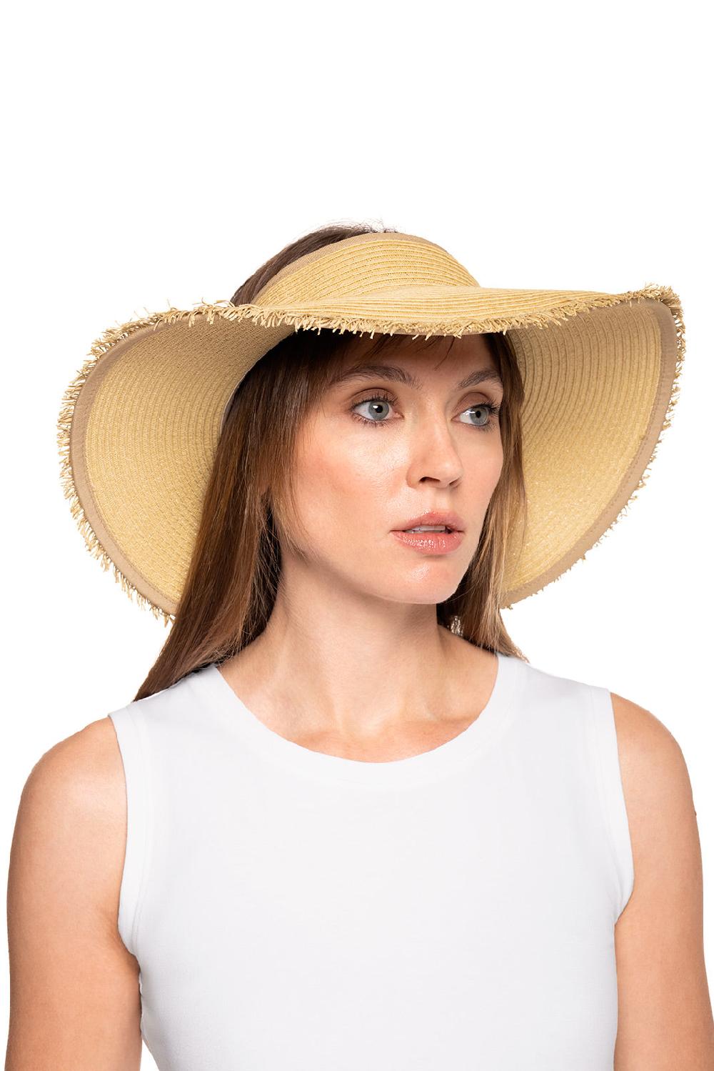 Coolibar Women's Frayed Coolibar Rolled Packable Braid Visor | Natural